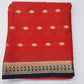 Mysore Silk - Coral Red & Black Mysore Semi Silk Saree with Gold Zari Butta & Traditional Border