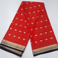 Mysore Silk - Coral Red & Black Mysore Semi Silk Saree with Gold Zari Butta & Traditional Border