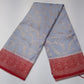 Elegant Powder Blue Georgette Chinnon Saree with Wine Red Zari Border & Pallu