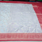 Elegant Powder Blue Georgette Chinnon Saree with Wine Red Zari Border & Pallu
