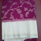 Magenta Georgette Chinnon Saree with Silver Zari Floral & Paisley Weaves