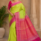 Pure Handloom Soft Silk Dual Tone Saree – Lime Green & Rani Pink with Rich Zari Pallu