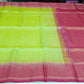 Pure Handloom Soft Silk Dual Tone Saree – Lime Green & Rani Pink with Rich Zari Pallu