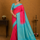 Pure Handloom Soft Silk Dual Tone Saree with Meena Zari – Rani Pink & Aqua Blue