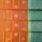 Pure Handloom Dual Tone Borderless - Sunset Orange with pink & Sea Green