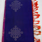 Pure Handloom Soft Silk Saree – Royal Blue & Coral Orange with Plain Gold Zari Border