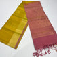 Pure Handloom Soft Silk Saree – Mustard Gold & Dusty Rose Pink with Plain Gold Border