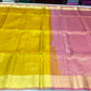Pure Handloom Soft Silk Saree – Mustard Gold & Dusty Rose Pink with Plain Gold Border