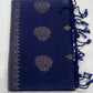 Royal Blue with Antique Gold Zari Floral Pallu | Borderless Elegance