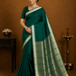 Mysore Silk - Emerald Green Saree with Elegant Zari Border & Pallu