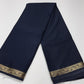 Mysore Silk Deep Black Saree with Antique Gold Floral Zari Border
