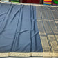 Mysore Silk Deep Black Saree with Antique Gold Floral Zari Border