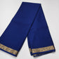 Royal Blue Mysore Semi Silk Saree with Antique Gold Floral Zari Border