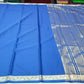 Royal Blue Mysore Semi Silk Saree with Antique Gold Floral Zari Border
