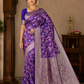 Royal Purple & Blue Floral Banarasi Semi Silk Saree