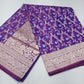 Royal Purple & Blue Floral Banarasi Semi Silk Saree