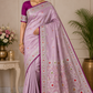 Dusty Mauve Banarasi Mashroo Mina Silk Saree with Multicolour Meenakari
