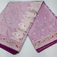Dusty Mauve Banarasi Mashroo Mina Silk Saree with Multicolour Meenakari