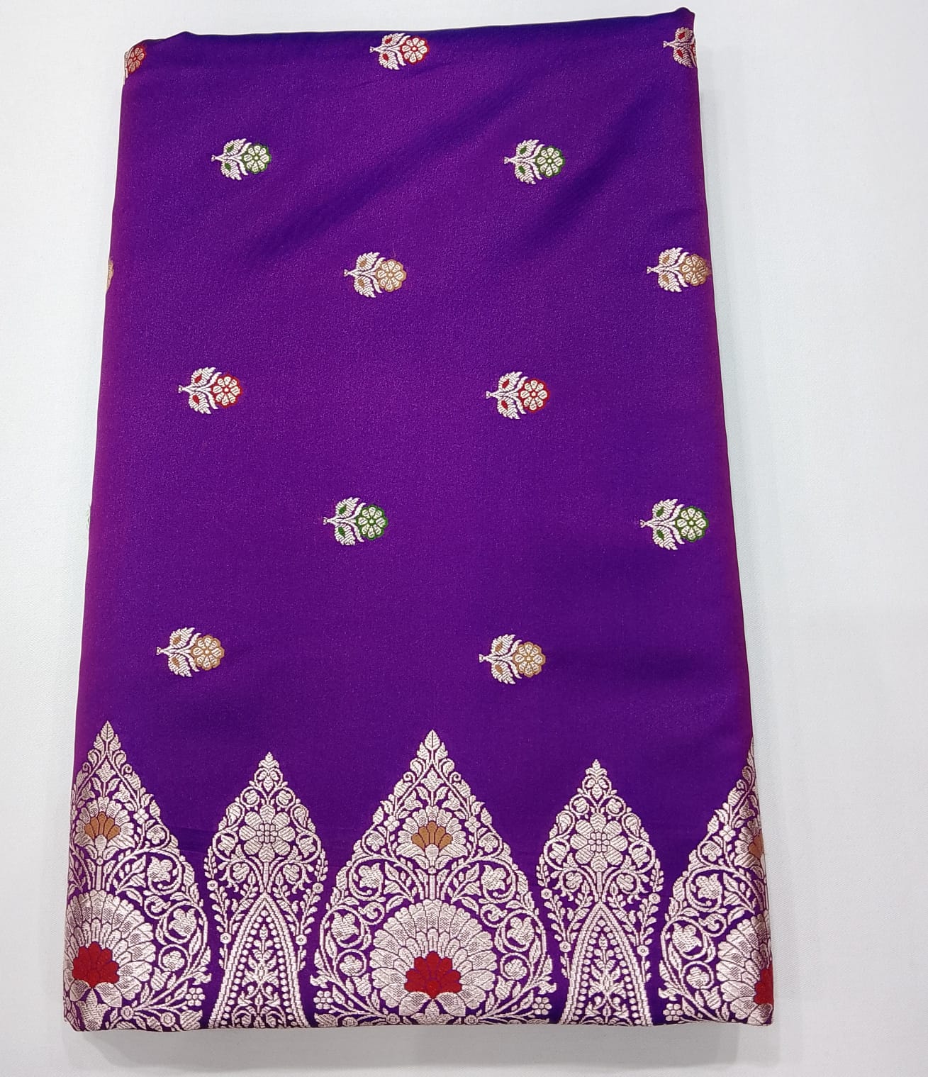 Royal Purple & Yellow Banarasi Mashroo Mina Silk Saree