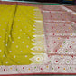 Banarasi Mashroo Meena Silk Saree – Yellowish Green & Rust Red Dual Shade