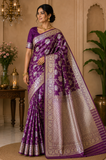 Dual-Shade Plum Purple & Magenta Banarasi Silk Saree with Silver and Gold Zari