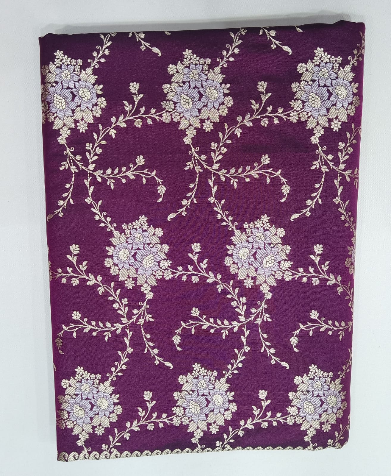 Dual-Shade Plum Purple & Magenta Banarasi Silk Saree with Silver and Gold Zari