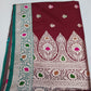 Banarasi Silk Dual-Shade Wine Maroon & Teal Green  Mina Mashroo Silk Saree with Floral Zari