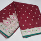 Banarasi Silk Dual-Shade Wine Maroon & Teal Green  Mina Mashroo Silk Saree with Floral Zari