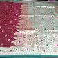 Banarasi Silk Dual-Shade Wine Maroon & Teal Green  Mina Mashroo Silk Saree with Floral Zari