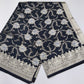 Black Dual-Shade Banarasi Silk Saree with Floral Weaves & Silver-Gold Mixed Zari