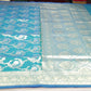 Turquoise Teal & Peacock Blue Dual-Shade Banarasi Silk Saree with Floral Zari Weaves
