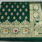 Dual-Shade Bottle Green & Teal Banarasi Silk Saree with Silver-Gold Zari