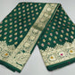 Dual-Shade Bottle Green & Teal Banarasi Silk Saree with Silver-Gold Zari