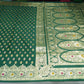 Dual-Shade Bottle Green & Teal Banarasi Silk Saree with Silver-Gold Zari