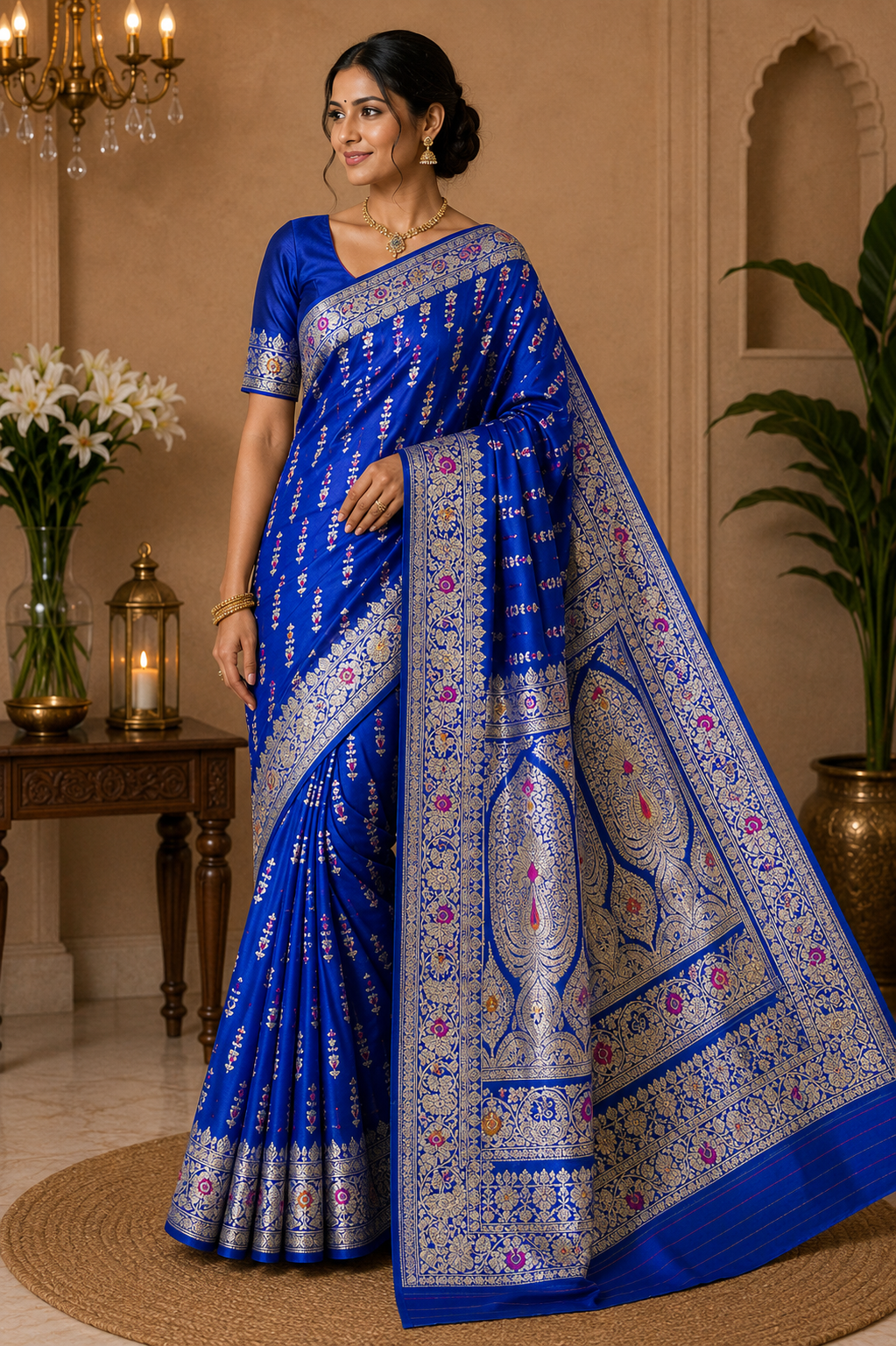 Royal Blue  Banarasi Silk Saree with Intricate Zari Weaves