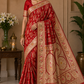 Rich Red Banarasi Silk Saree with Intricate Gold Zari Paisley Border & Pallu
