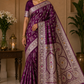 Royal Plum Purple Banarasi Silk Saree with Antique Gold Zari