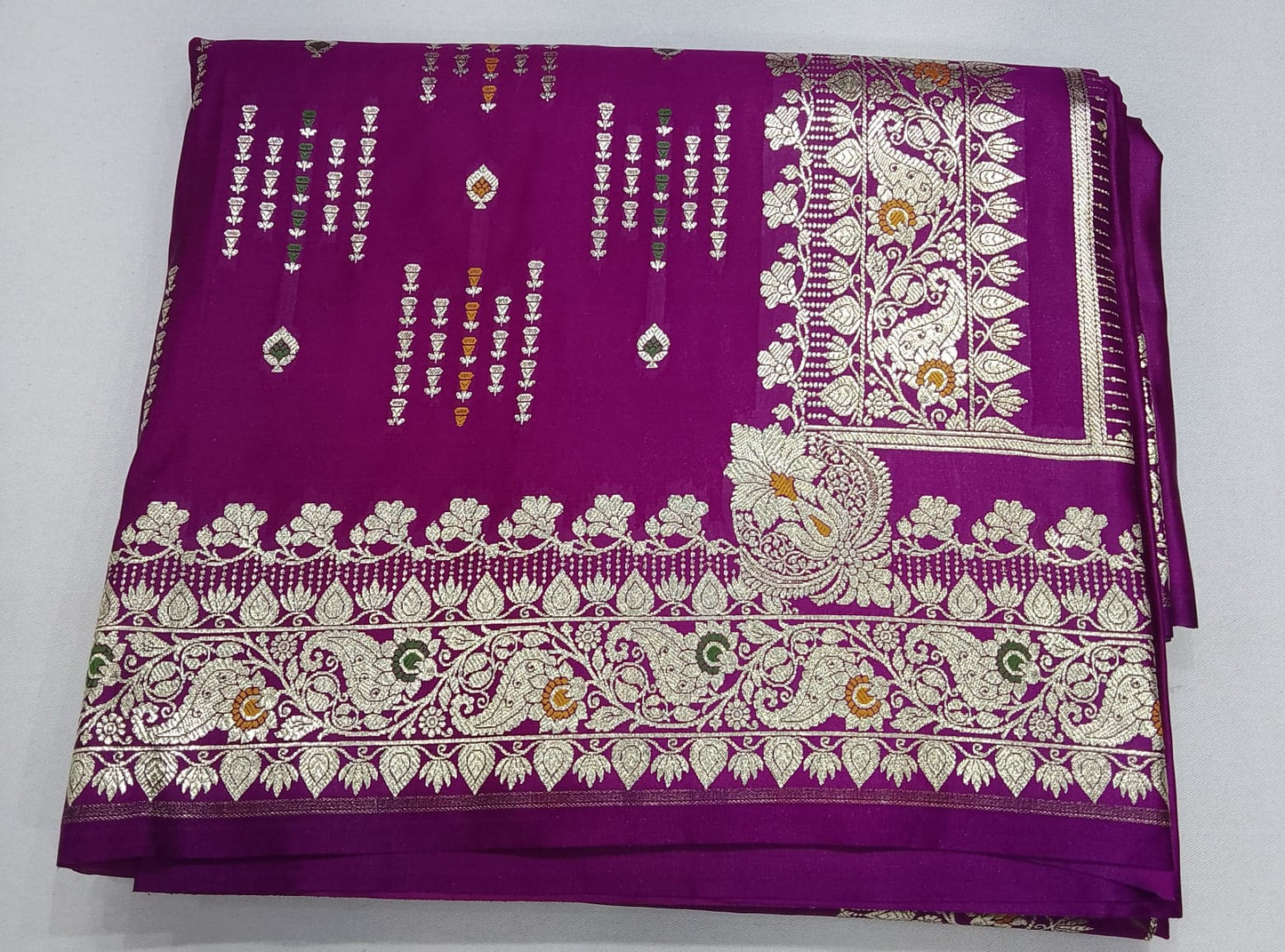 Royal Plum Purple Banarasi Silk Saree with Antique Gold Zari