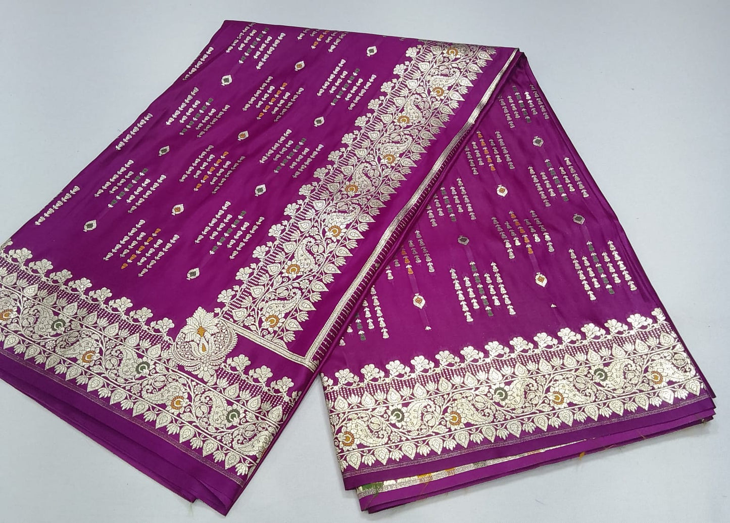 Royal Plum Purple Banarasi Silk Saree with Antique Gold Zari
