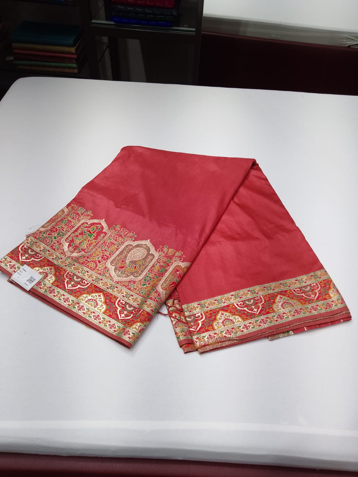 Tussar Semi Silk Floral Heritage Saree – Brick Red Tussar Semi Silk Saree with Traditional Multicolour Woven Pallu