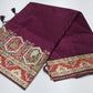Tussar Semi Silk Floral Heritage Saree – Deep Wine Plum Tussar Semi Silk Saree with Intricate Multicolour Woven Border