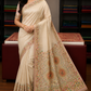Tussar Semi Silk Floral Heritage Saree – Cream Beige Tussar Semi Silk Saree with Multicolour Floral & Paisley Border