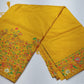 Tussar Semi Silk Floral Heritage Saree – Mustard Yellow Tussar Semi Silk Saree with Multicolour Floral & Paisley Woven Border