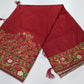 Tussar Semi Silk Floral Heritage Saree – Deep Maroon Floral & Paisley Saree