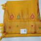 Mustard Yellow Satin Silk Saree with Gold Zari Paisley Motifs & Floral Border