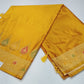 Mustard Yellow Satin Silk Saree with Gold Zari Paisley Motifs & Floral Border