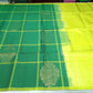 Elegant Peacock Green & Lime Yellow Pure Soft Silk Handloom Saree
