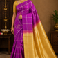 Pure Silk Handloom Soft Silk Saree in Magenta Purple with Antique Gold Pallu