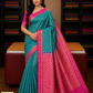 Turquoise Blue & Rani Pink Dual-shade Pallu Pure Silk Handloom Soft Silk Saree