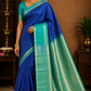 Royal Blue & Sea Green Pure Silk Handloom Soft Silk Saree